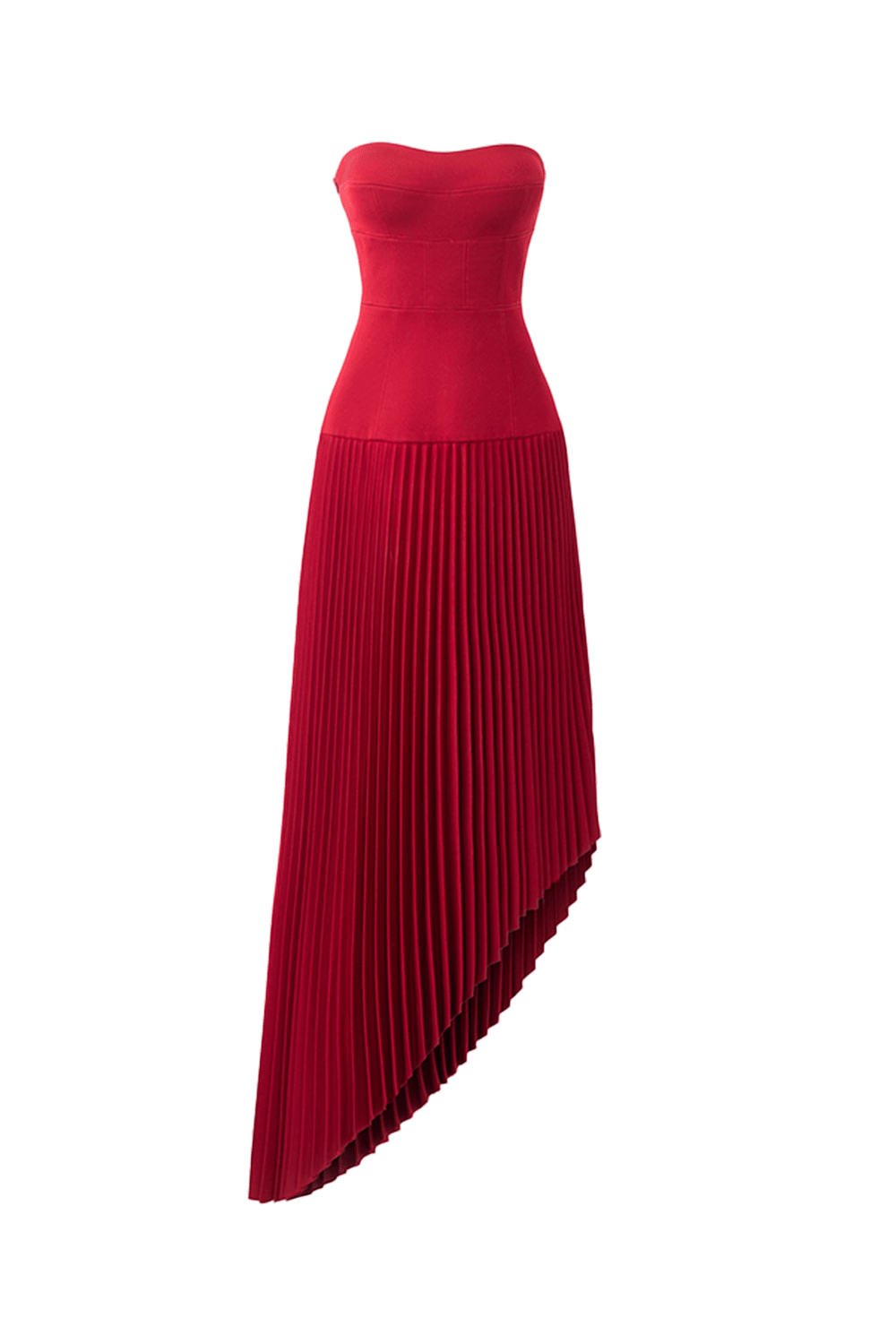 Strapless Asymmetric Pleated Dress And Stone Embellished Cape Set